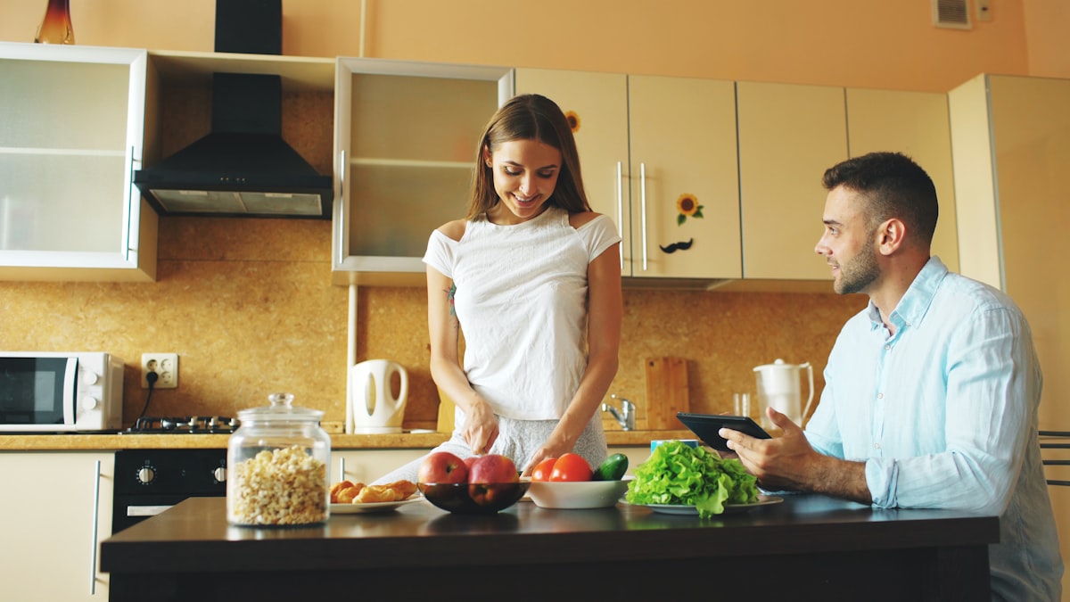 Healthy fiber-rich foods including vegetables, whole grains, and legumes